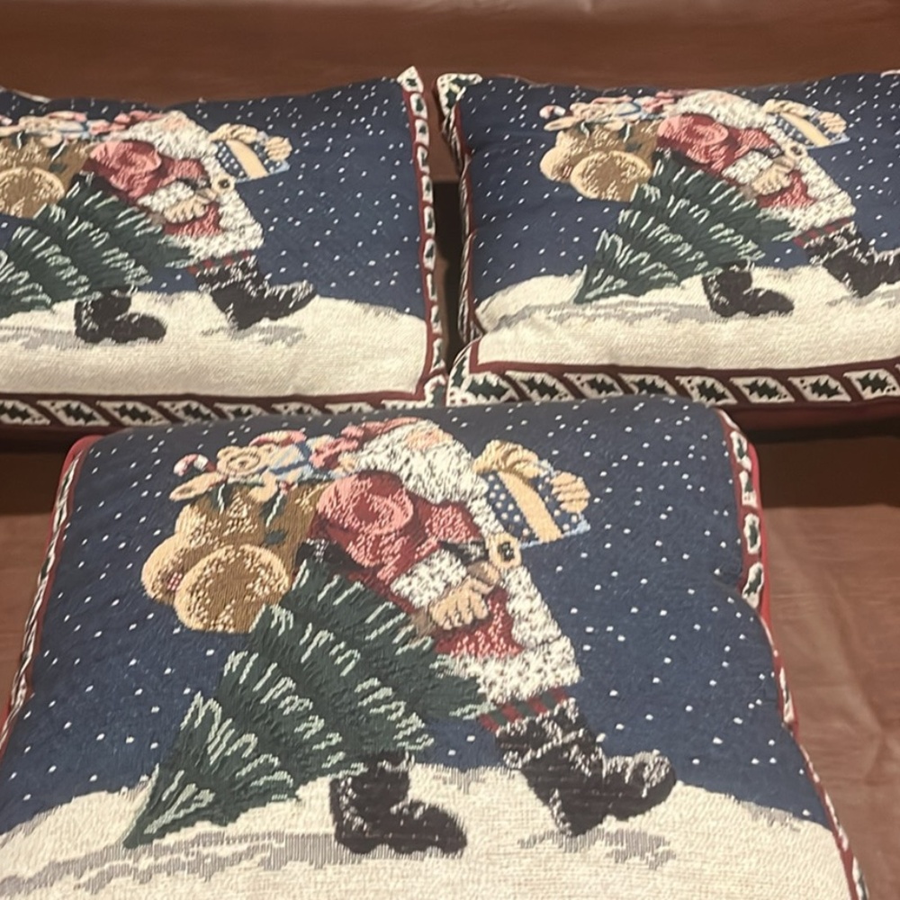 3 vintage riverdale Christmas pillows USA